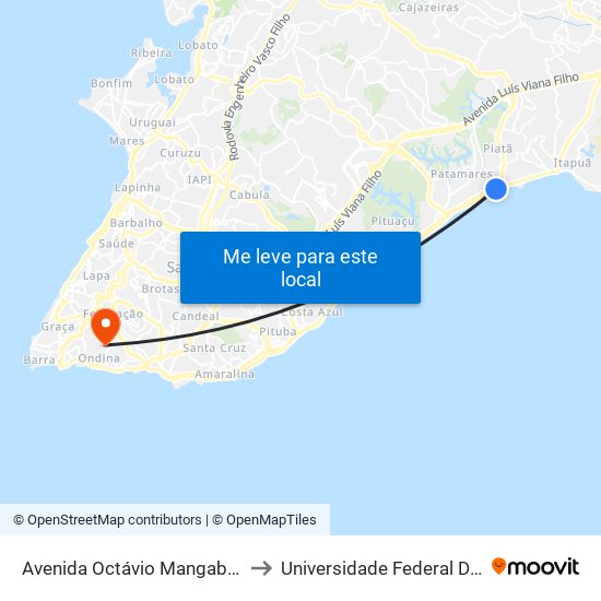 Avenida Octávio Mangabeira 177 to Universidade Federal Da Bahia map