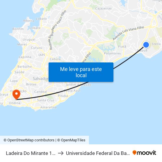 Ladeira Do Mirante 124 to Universidade Federal Da Bahia map