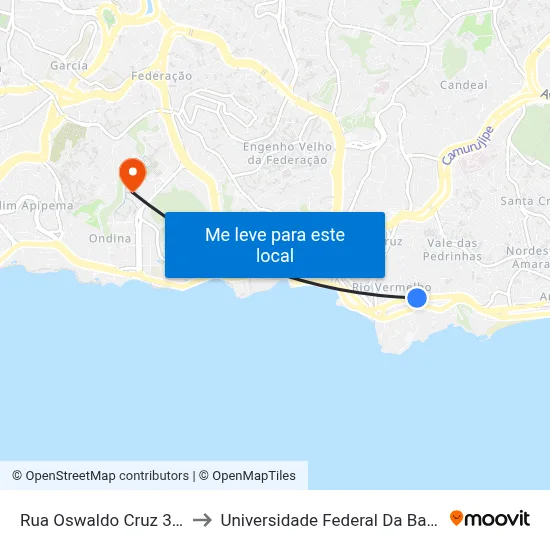 Rua Oswaldo Cruz 346 to Universidade Federal Da Bahia map