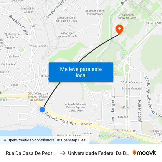 Rua Da Casa De Pedra 28 to Universidade Federal Da Bahia map