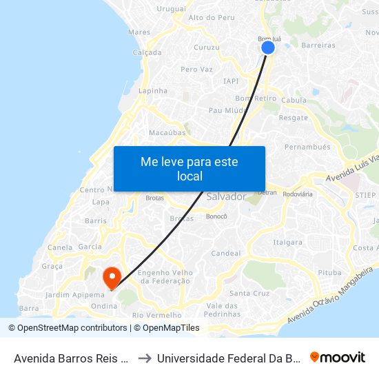Avenida Barros Reis 277 to Universidade Federal Da Bahia map