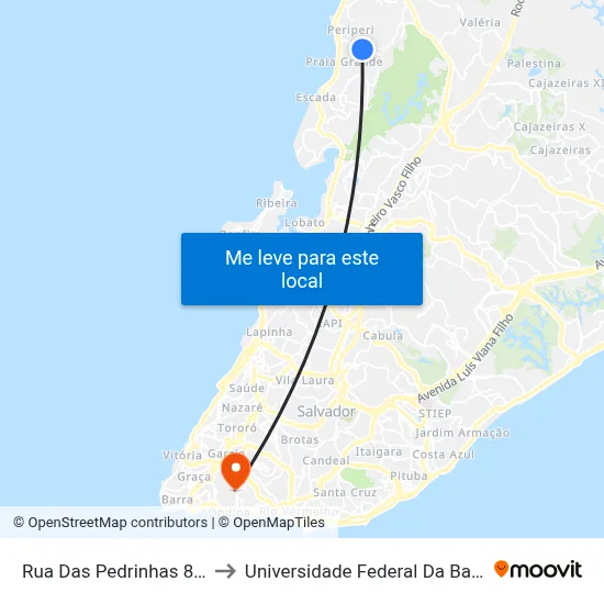 Rua Das Pedrinhas 886 to Universidade Federal Da Bahia map