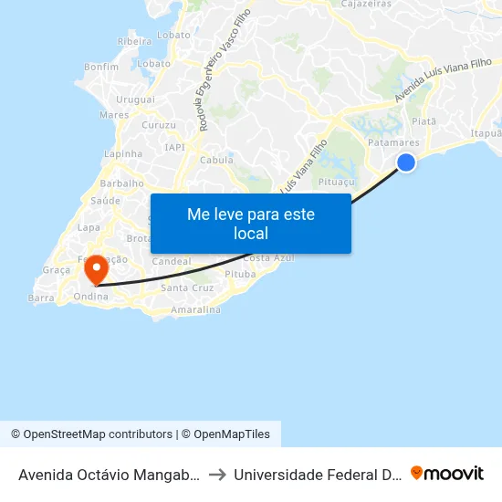 Avenida Octávio Mangabeira 139 to Universidade Federal Da Bahia map