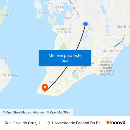 Rua Osvaldo Cruz, 129 to Universidade Federal Da Bahia map