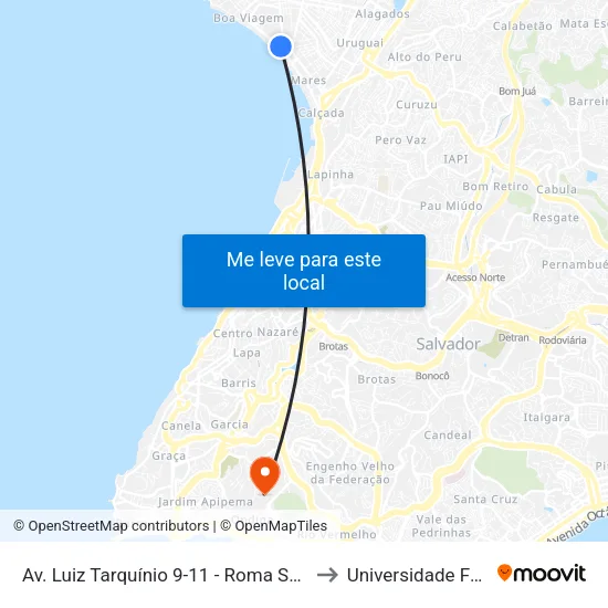 Av. Luiz Tarquínio 9-11 - Roma Salvador - Ba 40414-120 Brasil to Universidade Federal Da Bahia map
