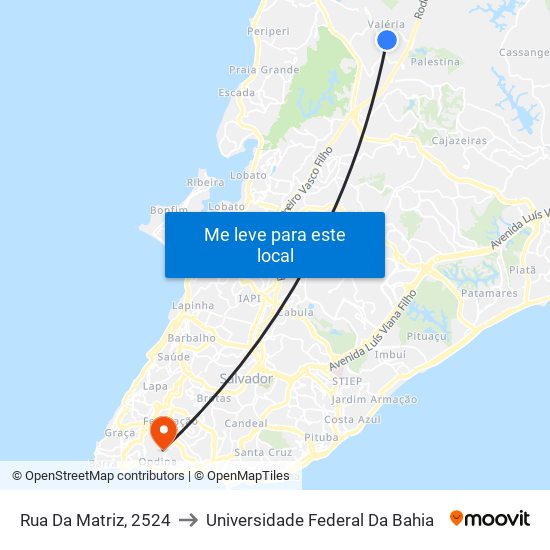 Rua Da Matriz, 2524 to Universidade Federal Da Bahia map