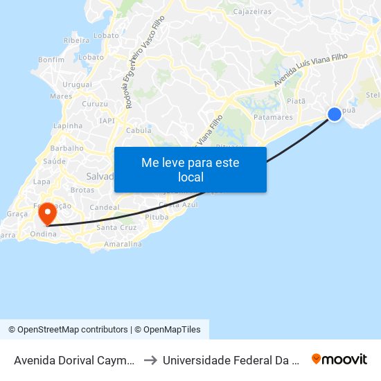 Avenida Dorival Caymmi, 4 to Universidade Federal Da Bahia map