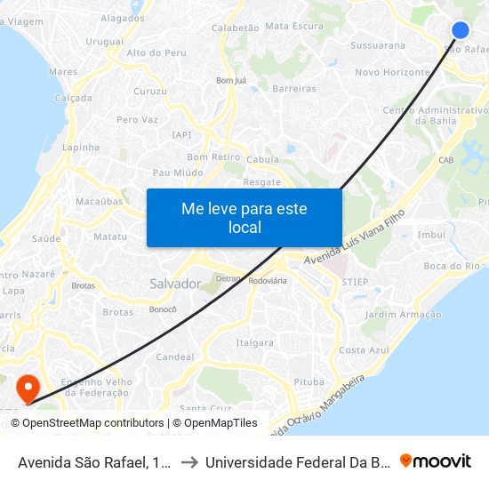 Avenida São Rafael, 1405 to Universidade Federal Da Bahia map