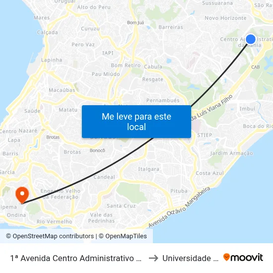 1ª Avenida Centro Administrativo Da Bahia, 266 | Assembléia Legislativa to Universidade Federal Da Bahia map