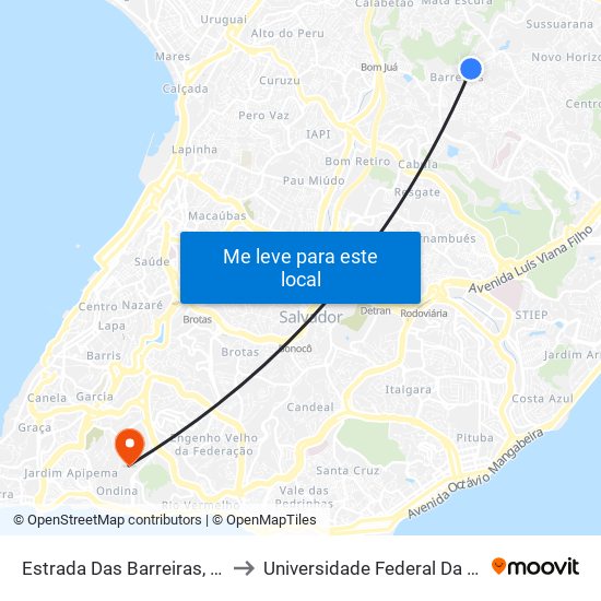 Estrada Das Barreiras, 1184 to Universidade Federal Da Bahia map