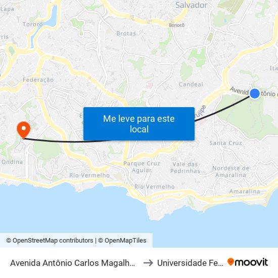 Avenida Antônio Carlos Magalhães | Shopping Passeo - Ida to Universidade Federal Da Bahia map