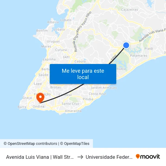 Avenida Luis Viana | Wall Street Empresarial to Universidade Federal Da Bahia map