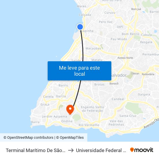 Terminal Marítimo De São Joaquim to Universidade Federal Da Bahia map