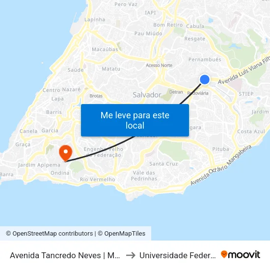 Avenida Tancredo Neves | Madeireira Brotas to Universidade Federal Da Bahia map