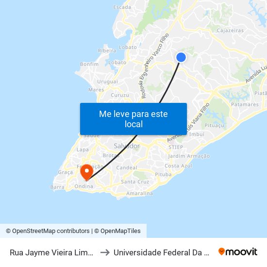 Rua Jayme Vieira Lima, 43 to Universidade Federal Da Bahia map