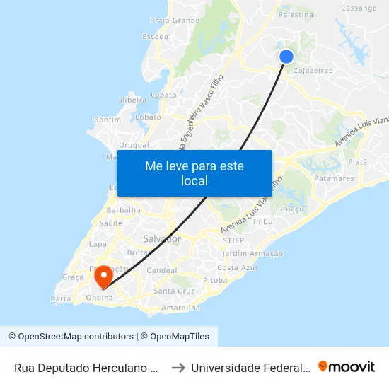 Rua Deputado Herculano Menezes, 10 to Universidade Federal Da Bahia map
