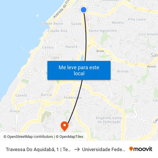 Travessa Do Aquidabã, 1 | Terminal Aquidabã to Universidade Federal Da Bahia map