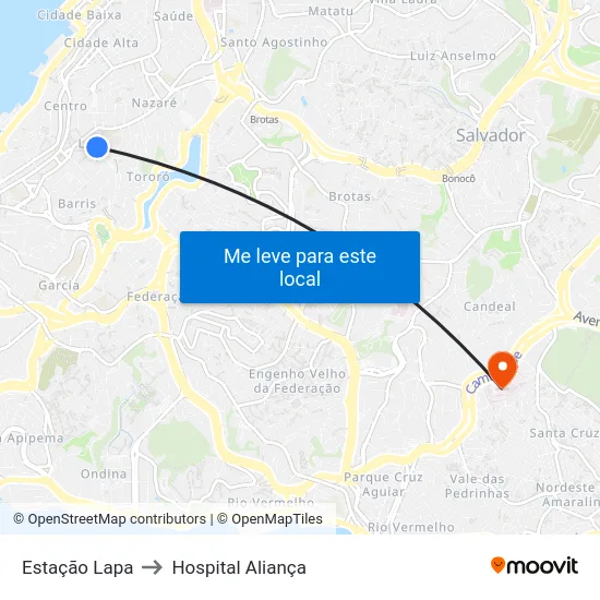 Estação Lapa to Hospital Aliança map