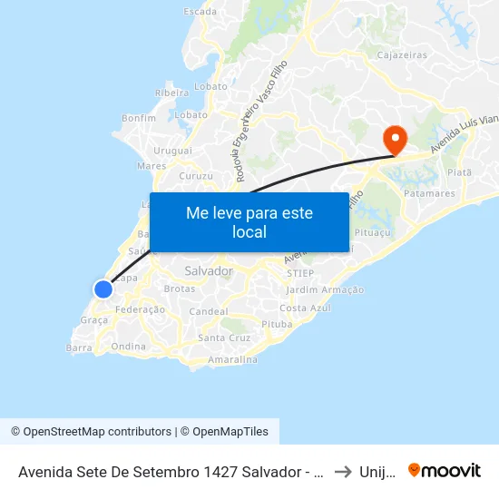 Avenida Sete De Setembro 1427 Salvador - Bahia 40060 Brasil to Unijorge map