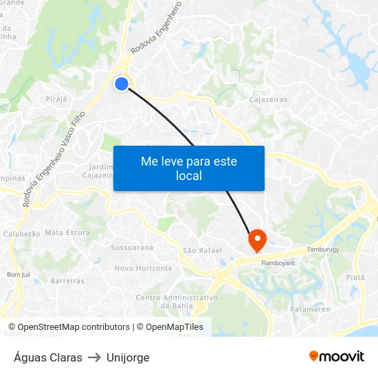 Águas Claras to Unijorge map