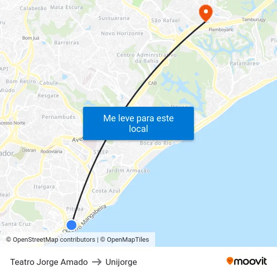 Teatro Jorge Amado to Unijorge map