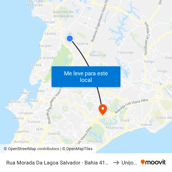 Rua Morada Da Lagoa Salvador - Bahia 41306 Brasil to Unijorge map