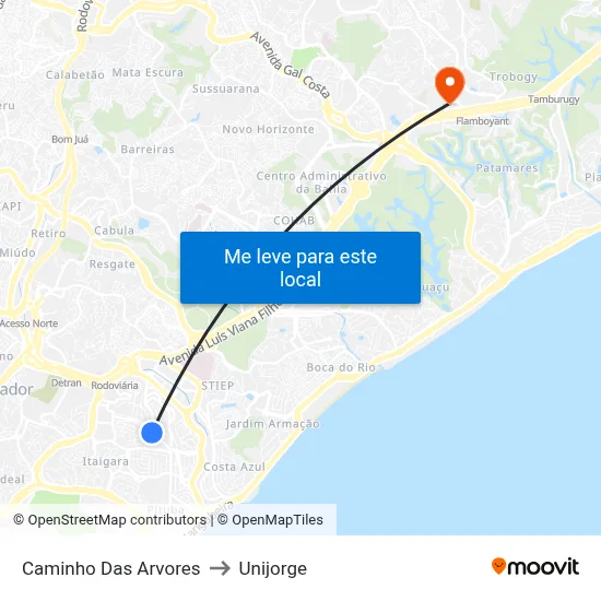 Caminho Das Arvores to Unijorge map