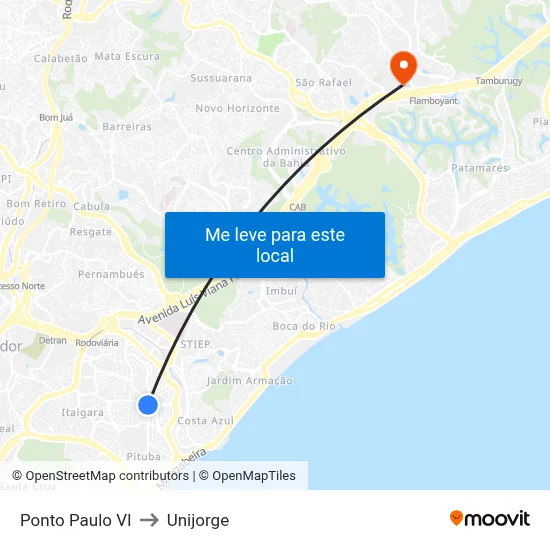 Ponto Paulo VI to Unijorge map