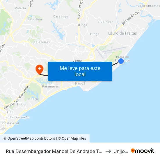 Rua Desembargador Manoel De Andrade Teixeira, 338 to Unijorge map