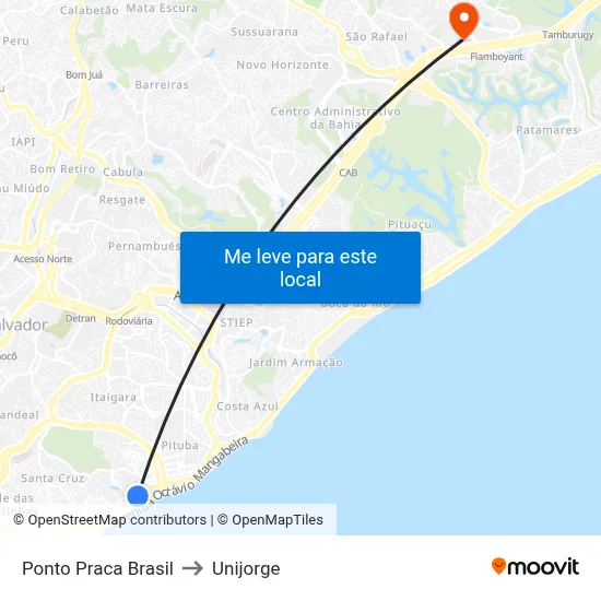 Ponto Praca Brasil to Unijorge map