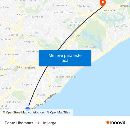 Ponto Ubaranas to Unijorge map