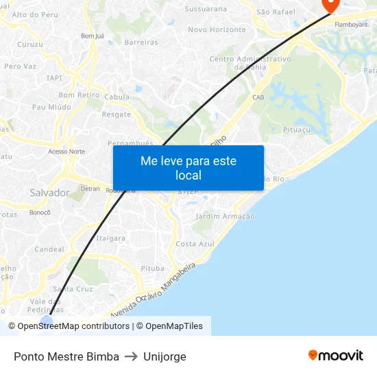 Ponto Mestre Bimba to Unijorge map