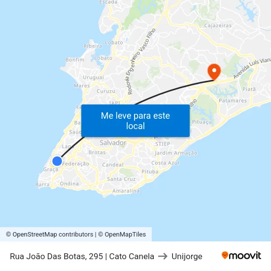 Rua João Das Botas, 295 | Cato Canela to Unijorge map