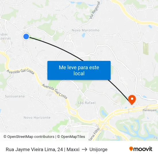 Rua Jayme Vieira Lima, 24 | Maxxi to Unijorge map