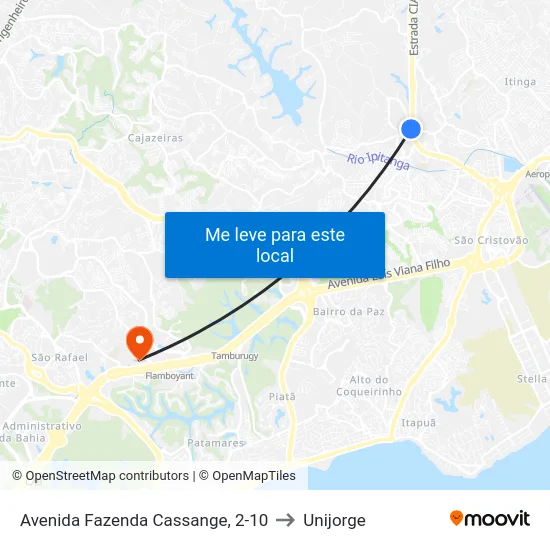 Avenida Fazenda Cassange, 2-10 to Unijorge map