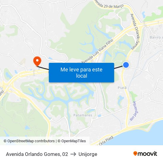 Avenida Orlando Gomes, 02 to Unijorge map
