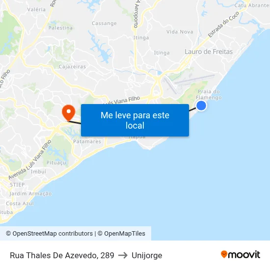 Rua Thales De Azevedo, 289 to Unijorge map