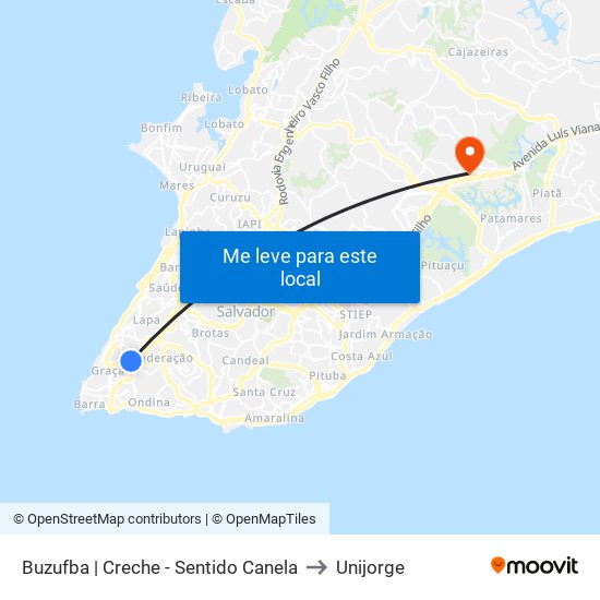 Buzufba | Creche - Sentido Canela to Unijorge map