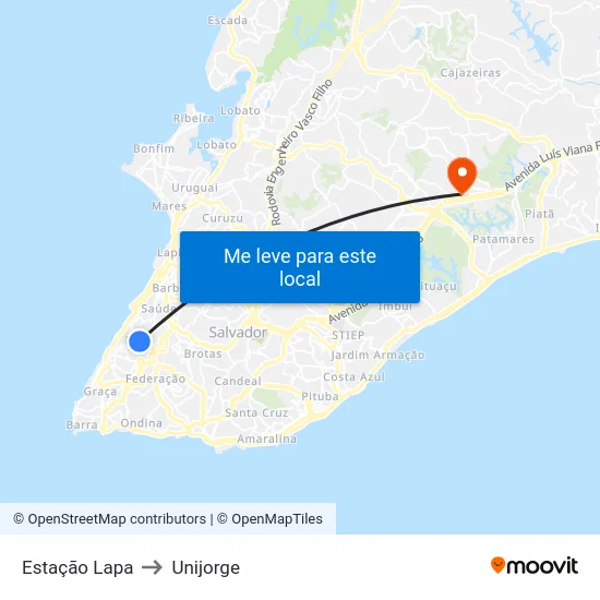 Estação Lapa to Unijorge map