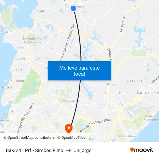 Ba-324 | Prf - Simões Filho to Unijorge map