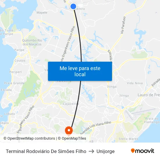 Terminal Rodoviário De Simões Filho to Unijorge map