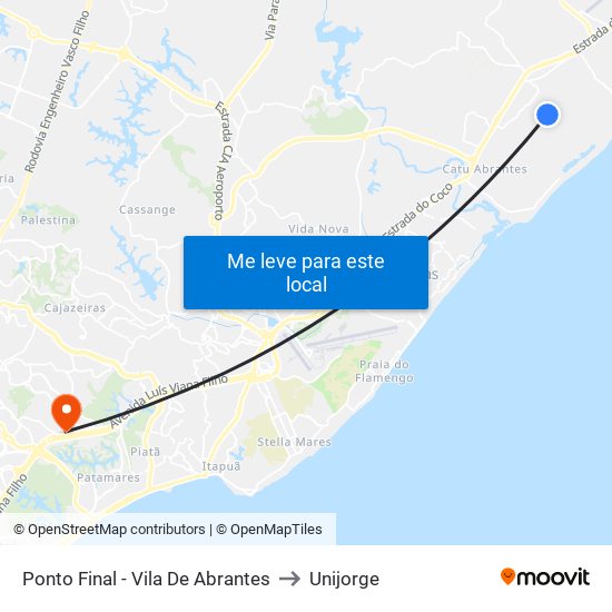 Ponto Final - Vila De Abrantes to Unijorge map