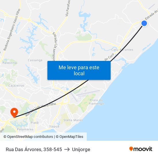 Rua Das Árvores, 358-545 to Unijorge map