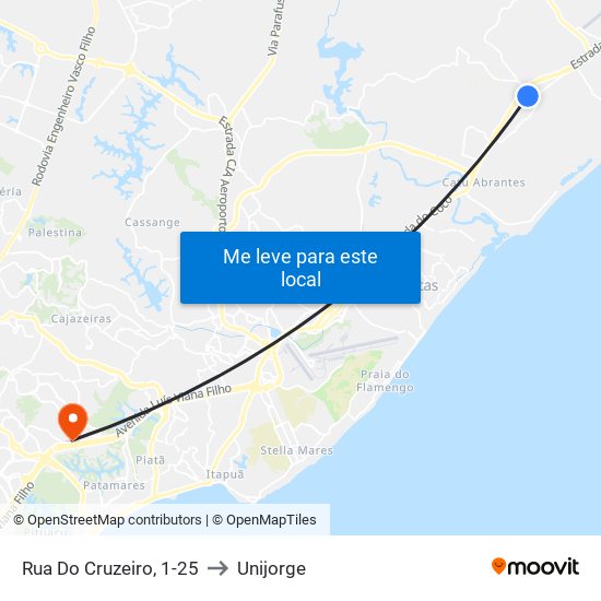 Rua Do Cruzeiro, 1-25 to Unijorge map