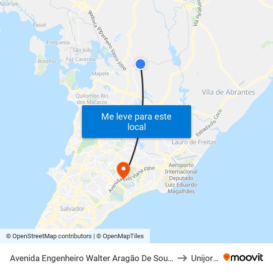 Avenida Engenheiro Walter Aragão De Souza, 30 to Unijorge map