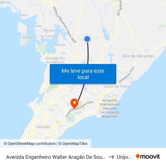 Avenida Engenheiro Walter Aragão De Souza, 2105 to Unijorge map