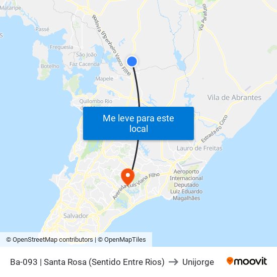 Ba-093 | Santa Rosa (Sentido Entre Rios) to Unijorge map