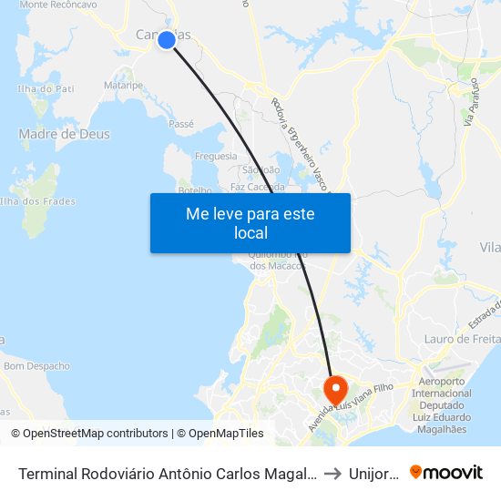 Terminal Rodoviário Antônio Carlos Magalhães to Unijorge map