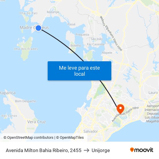 Avenida Milton Bahia Ribeiro, 2455 to Unijorge map