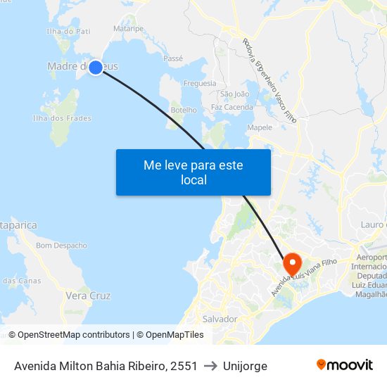 Avenida Milton Bahia Ribeiro, 2551 to Unijorge map